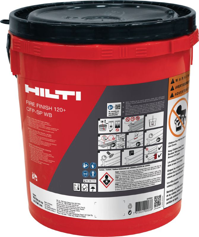 Spray para protección de acero secundario de acabado cortafuegos 120+ CFP-SP Spray para protección intumescente, bajo nivel de VOC (compuestos volátiles orgánicos), libre de fibras y de excelente acabado para acero estructural