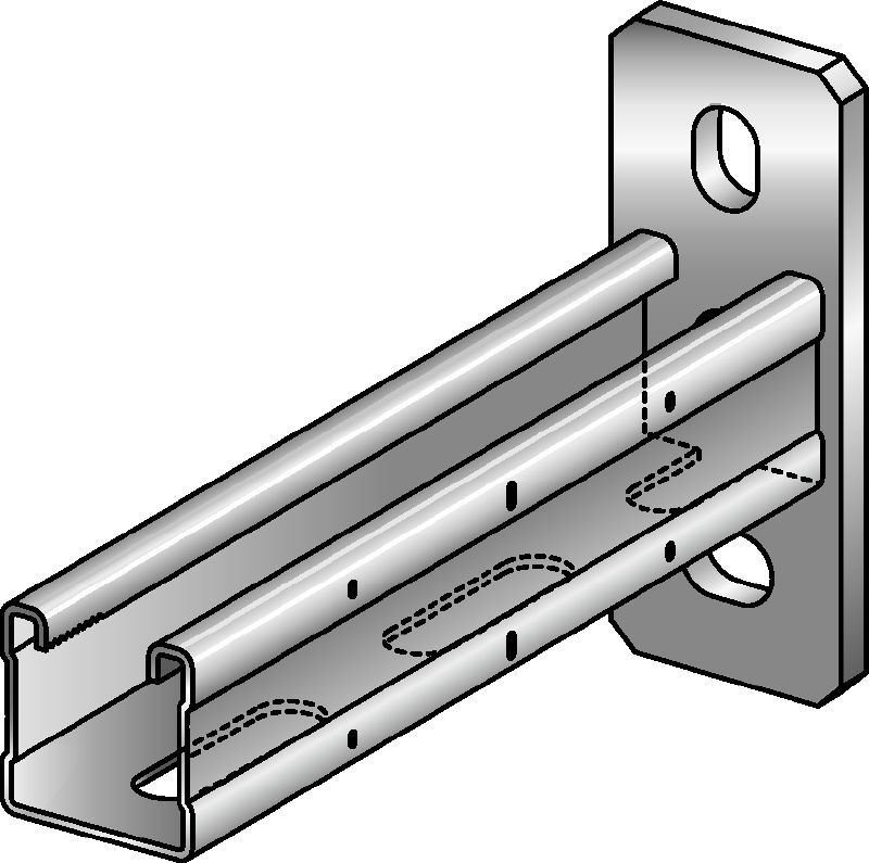 Soporte MQK-41 Soporte galvanizado de 41 mm de altura, con carril de carga MQ para aplicaciones de carga media