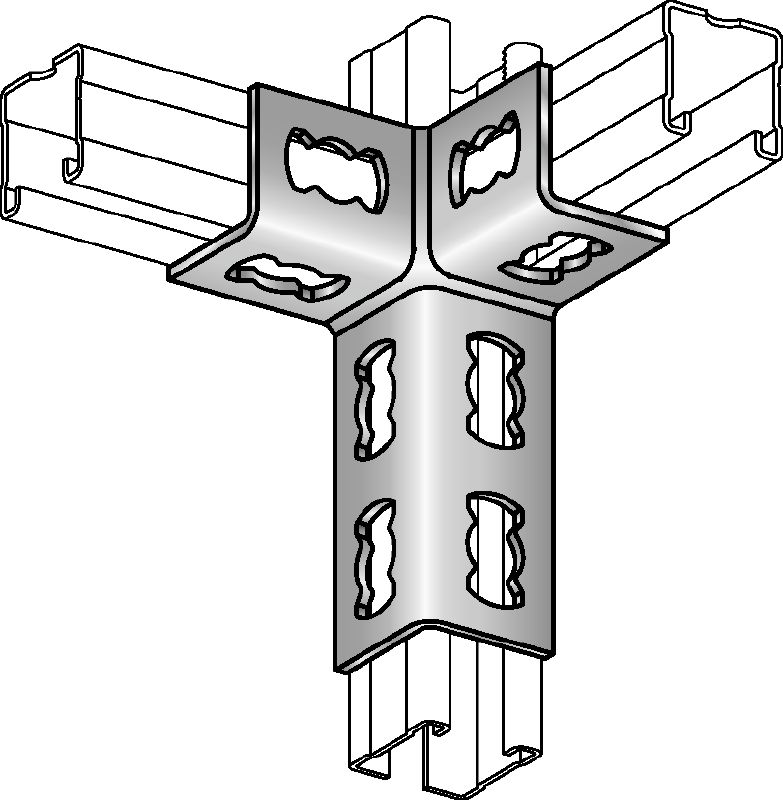 MQV-3D-R Conector de carril de acero inoxidable (A4) para estructuras tridimensionales