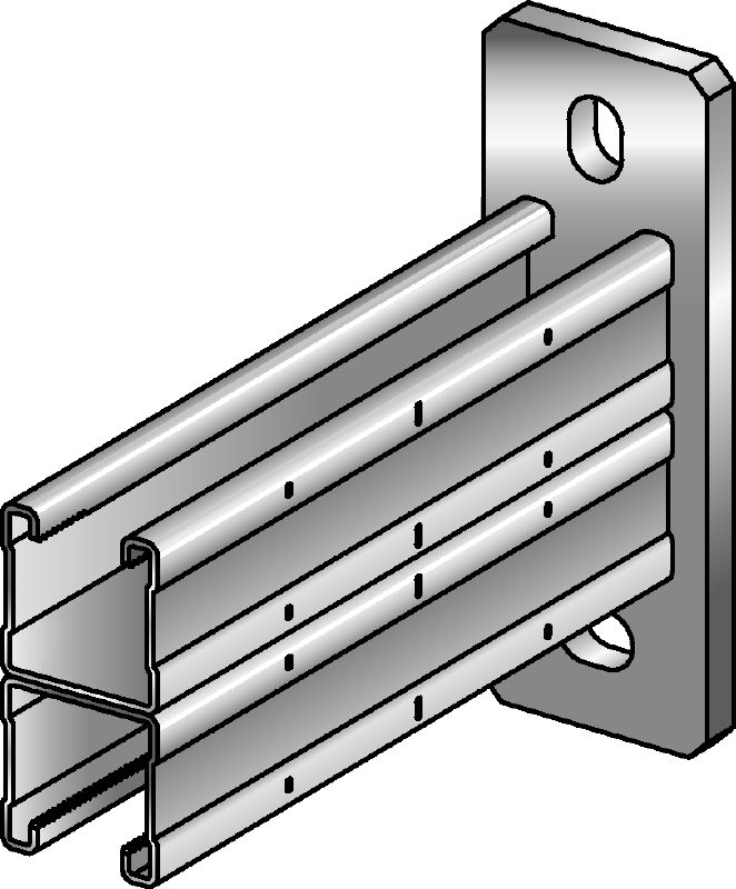 Soporte MQK-41 D-F Soporte doble de canal C galvanizado en caliente (HDG) para aplicaciones de carga media