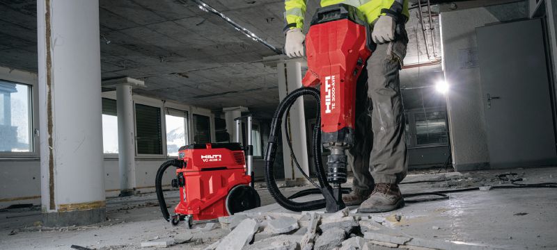 Martillo rompedor eléctrico para tareas de carga TE 3000-AVR Martillo rompedor excepcionalmente potente para demolición de hormigón de carga pesada, corte de asfalto, movimiento de tierras y colocación de varillas de tierra Aplicaciones 1