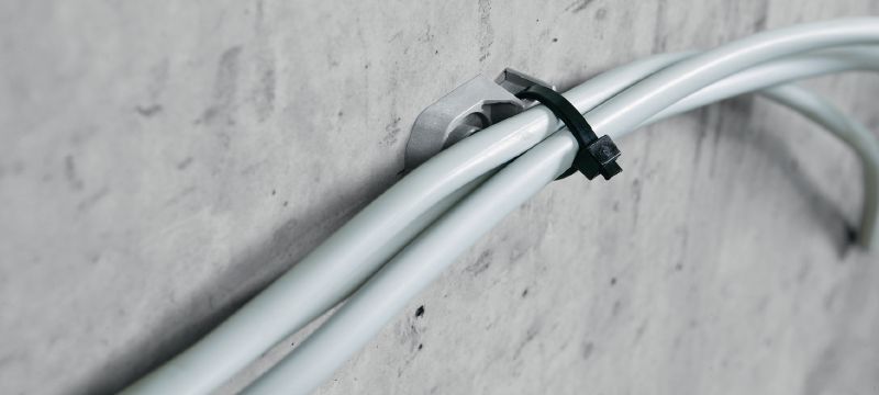 Montaje de cinta para cables X-ECT MX Brida de sujeción de plástico para conductos/cables para el uso con clavos en tiras Aplicaciones 1