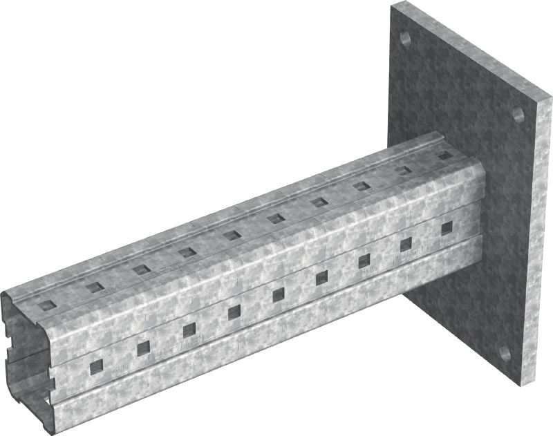 Soporte MIC-C120-DH Soporte de perfil de caja galvanizado en caliente (HDG) para conexiones a elementos de hormigón en aplicaciones de carga pesada
