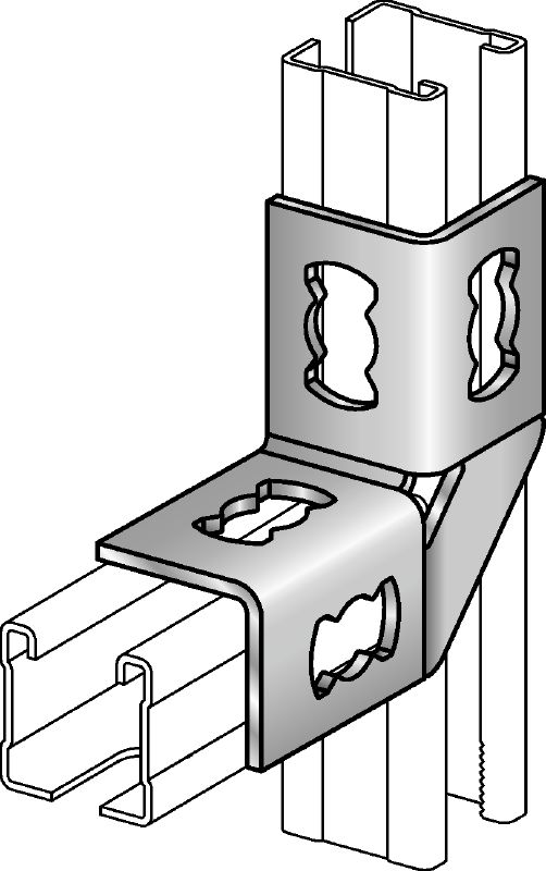 Conector angular MQW 4-90 Ángulo galvanizado de 90 grados para la conexión de varios perfiles puntales MQ