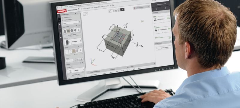 Conjunto de soluciones PROFIS Engineering, software de diseño de estructuras Software de diseño de anclajes de ingeniería estructural con códigos y aprobaciones, cálculos basados en el método de los elementos finitos por componentes y diversos métodos de fijación Aplicaciones 1