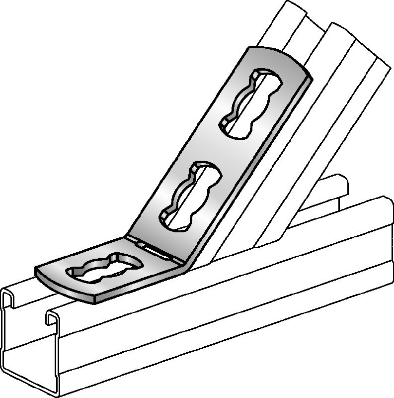 Soporte angular MQW-3/45 Ángulo galvanizado de 45 o 135 grados para la conexión de varios perfiles puntales MQ