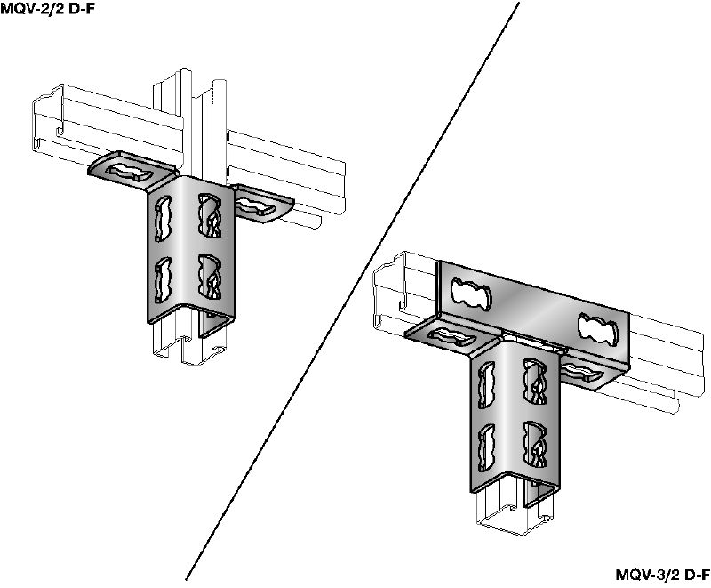 Conector de carril MQV-2D-F Conector de carril galvanizado en caliente (HDG) para estructuras bidimensionales