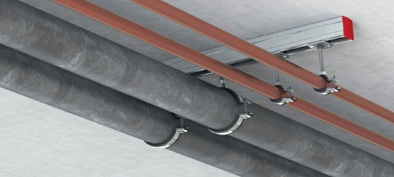 Abrazadera de tuberías de cierre rápido de carga ligera MP-L-I Abrazadera de tuberías zincada con aislamiento acústico y cierre rápido para una alta productividad en aplicaciones de carga ligera Aplicaciones 1