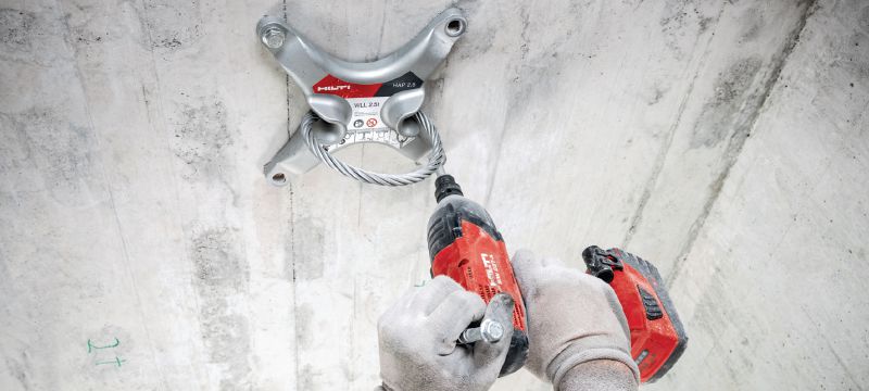 Placa de anclaje del elevador HAP 2.5 Punto de elevación instalado a posteriori para suspensiones temporales durante la instalación y el mantenimiento en los huecos de los ascensores (2,5 toneladas de carga de trabajo) Aplicaciones 1