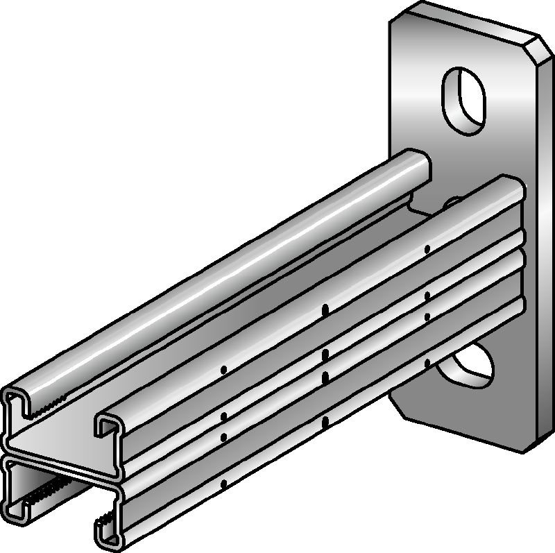 Soporte MQK-21 D-R Soporte doble de canal C de acero inoxidable (A4) para aplicaciones de carga media